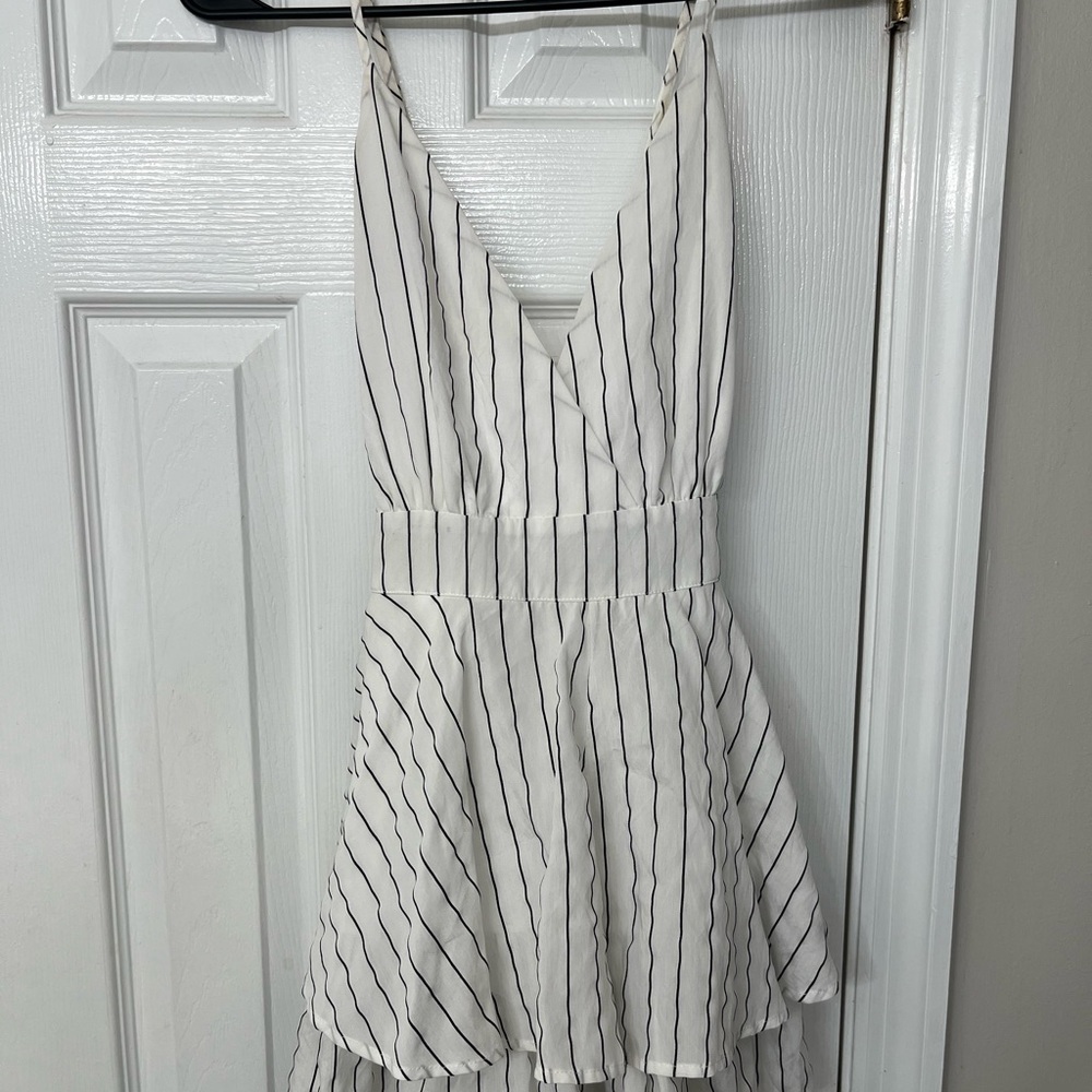 Elegant White Striped Romper